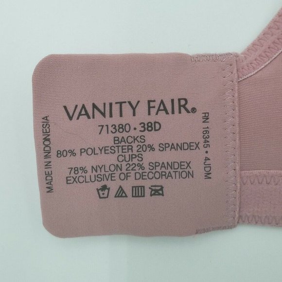 Vanity Fair Beauty Back Wire-Free Bra 38D Pink 71380 New with Tags - Picture 8 of 9